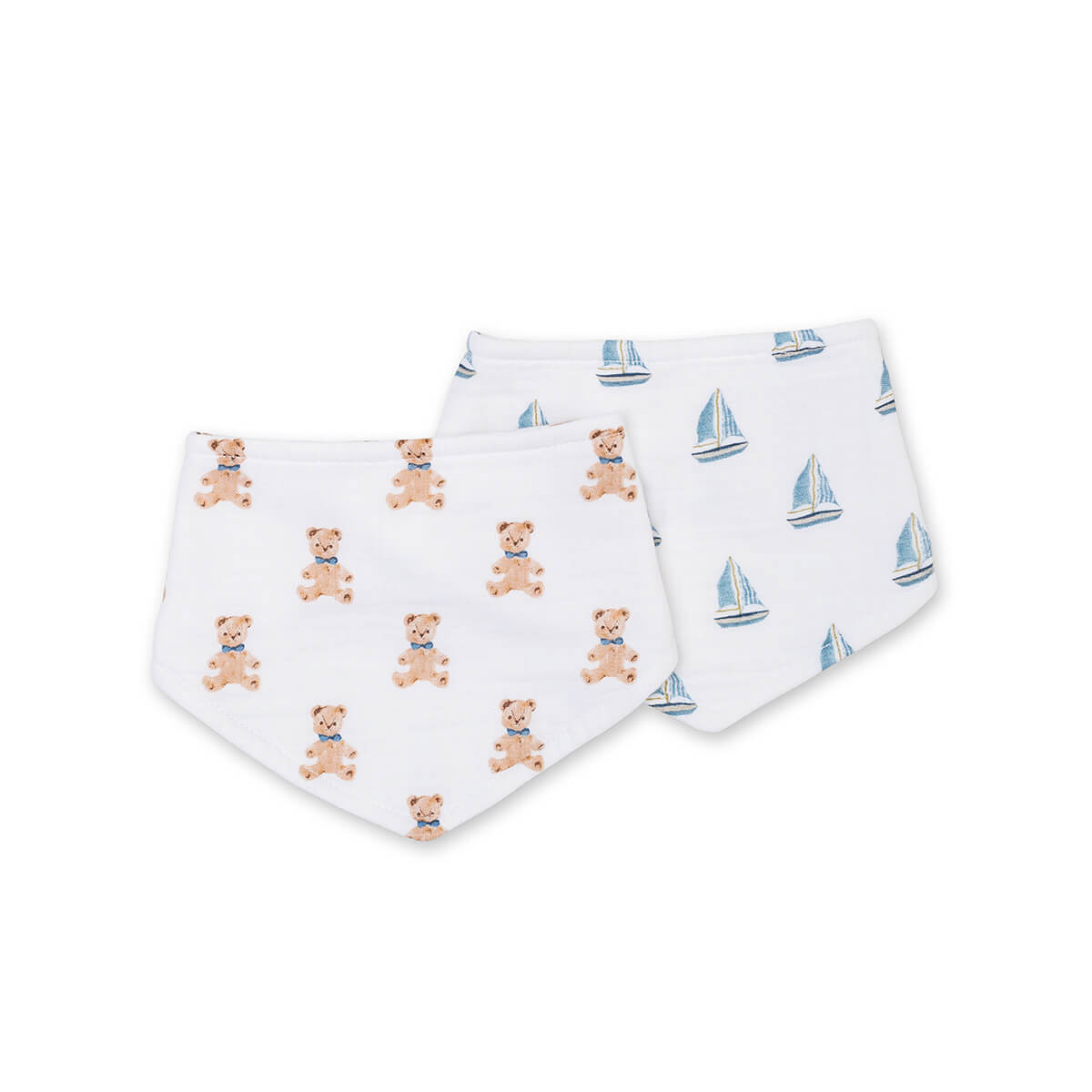 Lulujo - 2 pack Bandana Bib - Vintage Bear & Sailboats