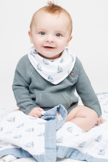 Lulujo - 2 pack Bandana Bib - Vintage Bear & Sailboats