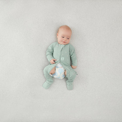 ergoPouch - Organic Layers Long Sleeve Babygrow Sage - Mild 0.2 TOG