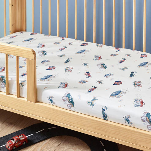 Kabode - Organic Cot Bed Fitted Sheet - Vehicles