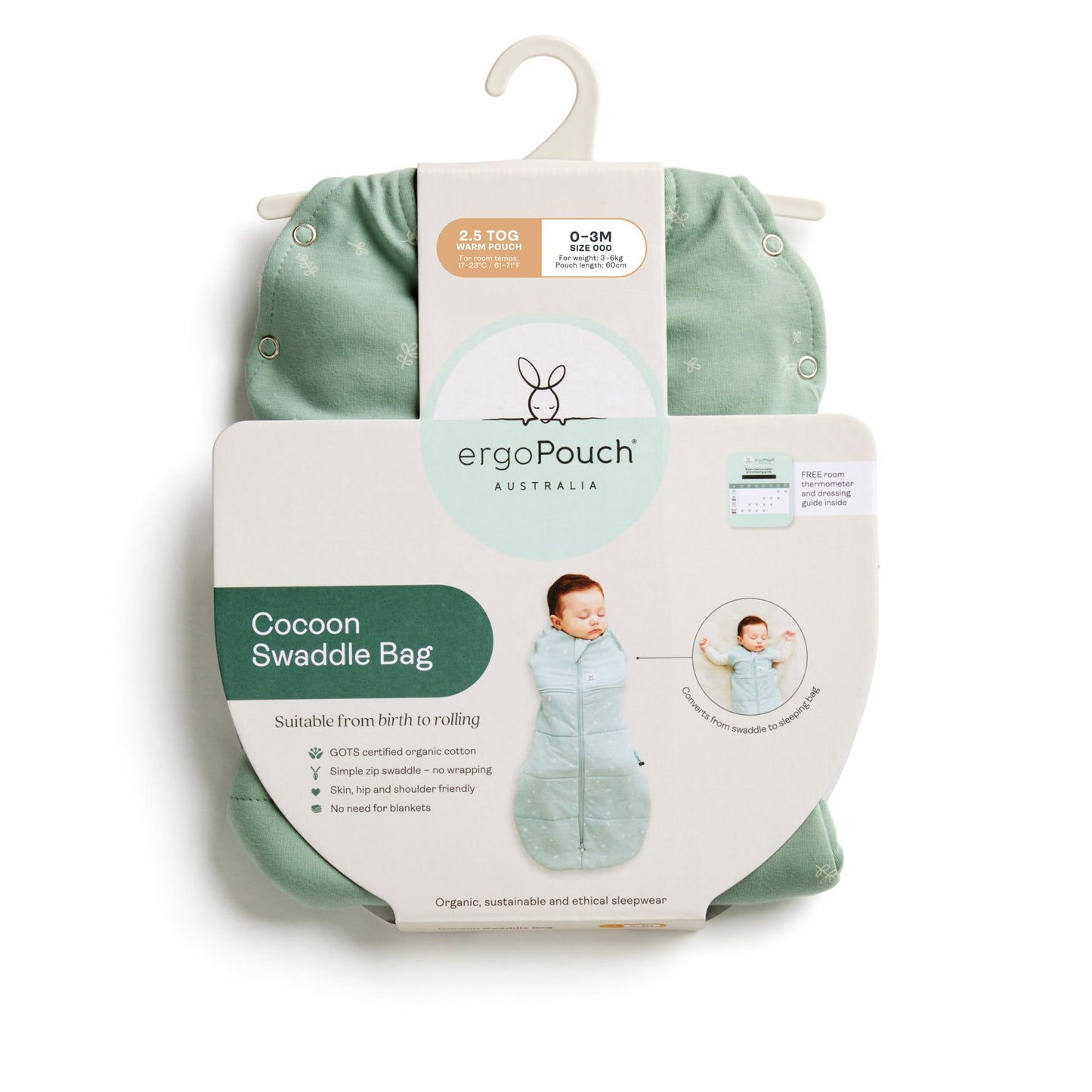 ergoPouch - Organic Winter Cocoon Swaddle Sleeping Bag - Dragonflies 2.5 TOG