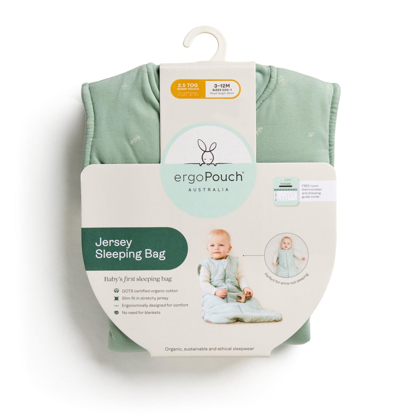 ergoPouch - Organic Winter Jersey Sleeping Bag - Oatmeal 2.5 TOG