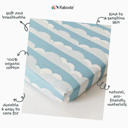 Kabode - Organic Crib Fitted Sheet - Rolling Clouds