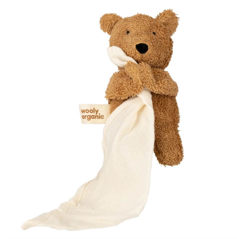 ALMA - Organic Teddybear with Muslin Comforter - Caramel Brown