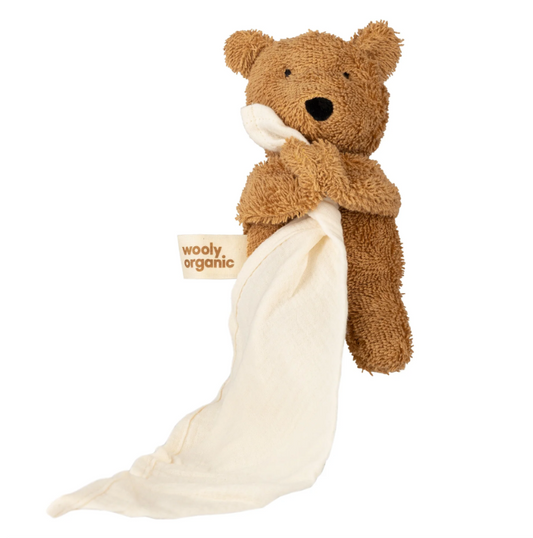 ALMA - Organic Teddybear with Muslin Comforter - Caramel Brown