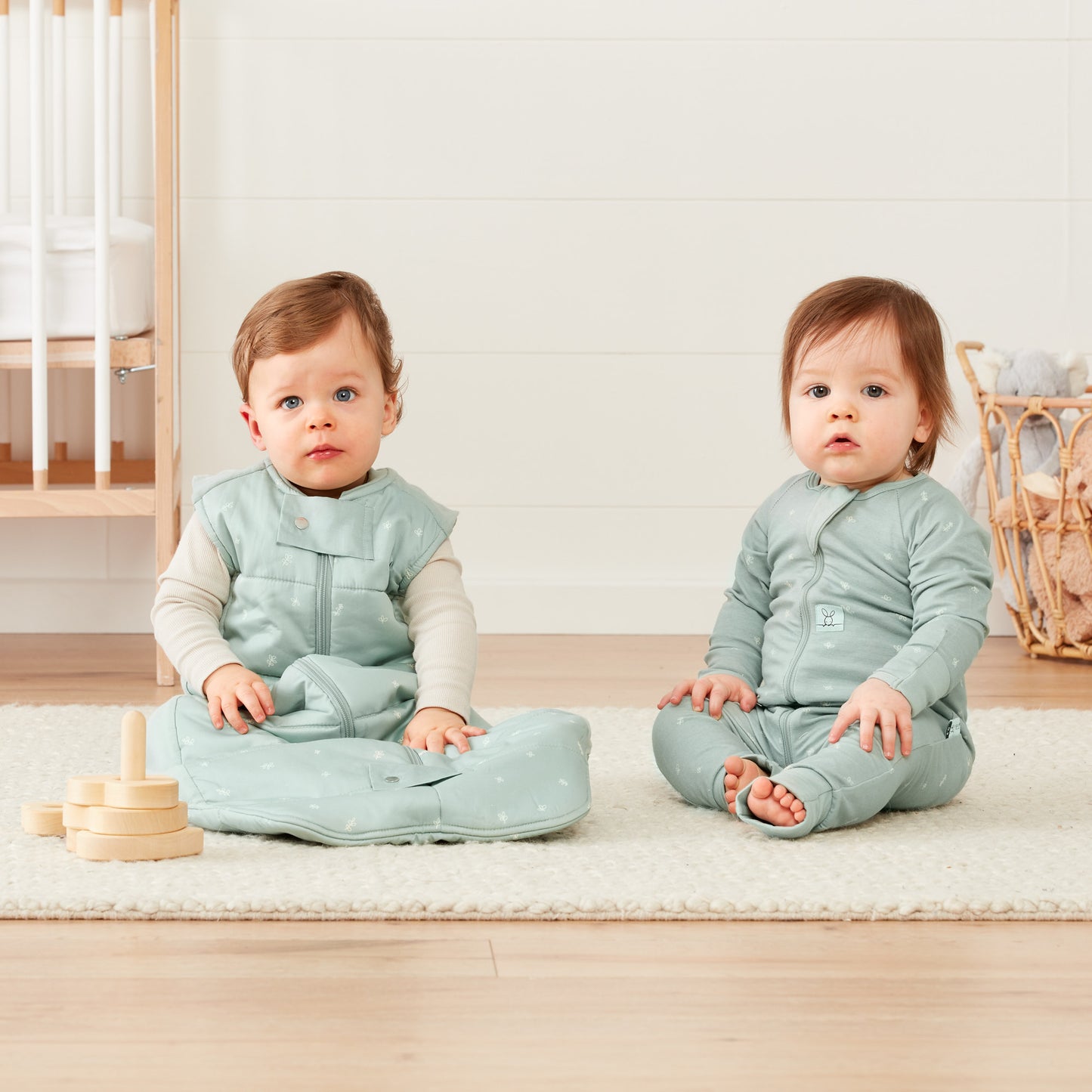 ergoPouch - Organic Layers Long Sleeve Babygrow Sage - Mild 0.2 TOG