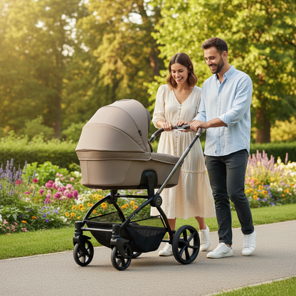 Noordi Sole V3 - 3in1 Travel System with ThermoCot Carrycot + Travel Carrier i-Size Car Seat, Artic Mink