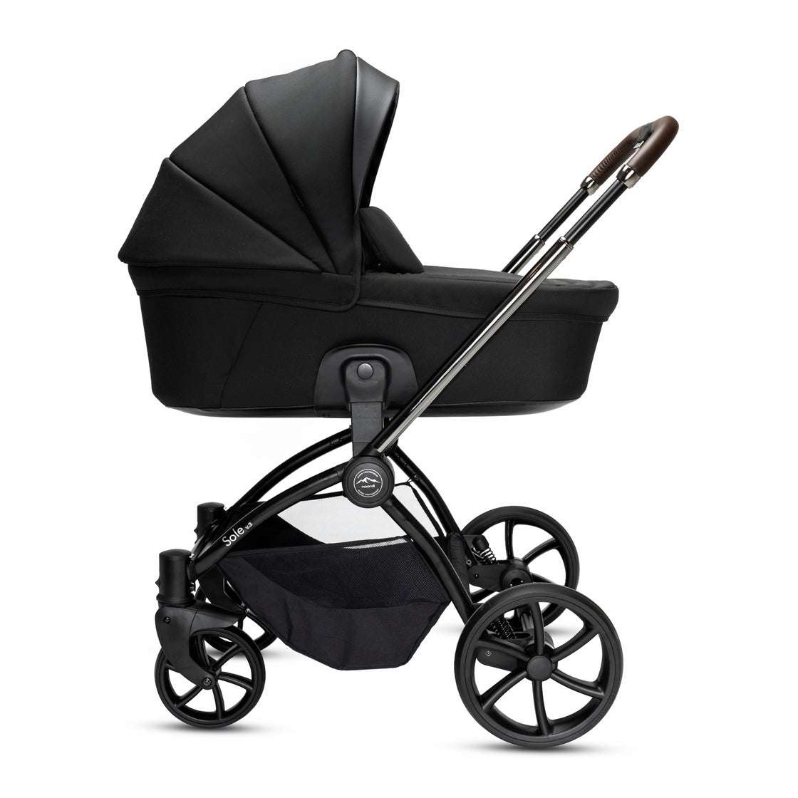 Noordi Sole V3 - 3in1 Travel System with ThermoCot Carrycot + Travel Carrier i-Size Car Seat, Slate Black