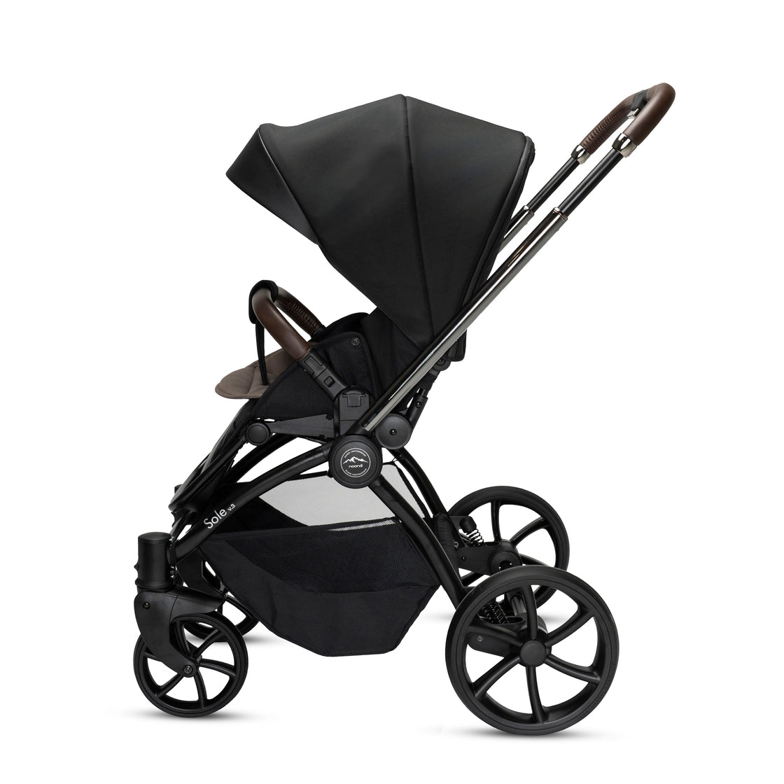Noordi Sole V3 - 3in1 Travel System with ThermoCot Carrycot + Terra i-Size Car Seat, Slate Black