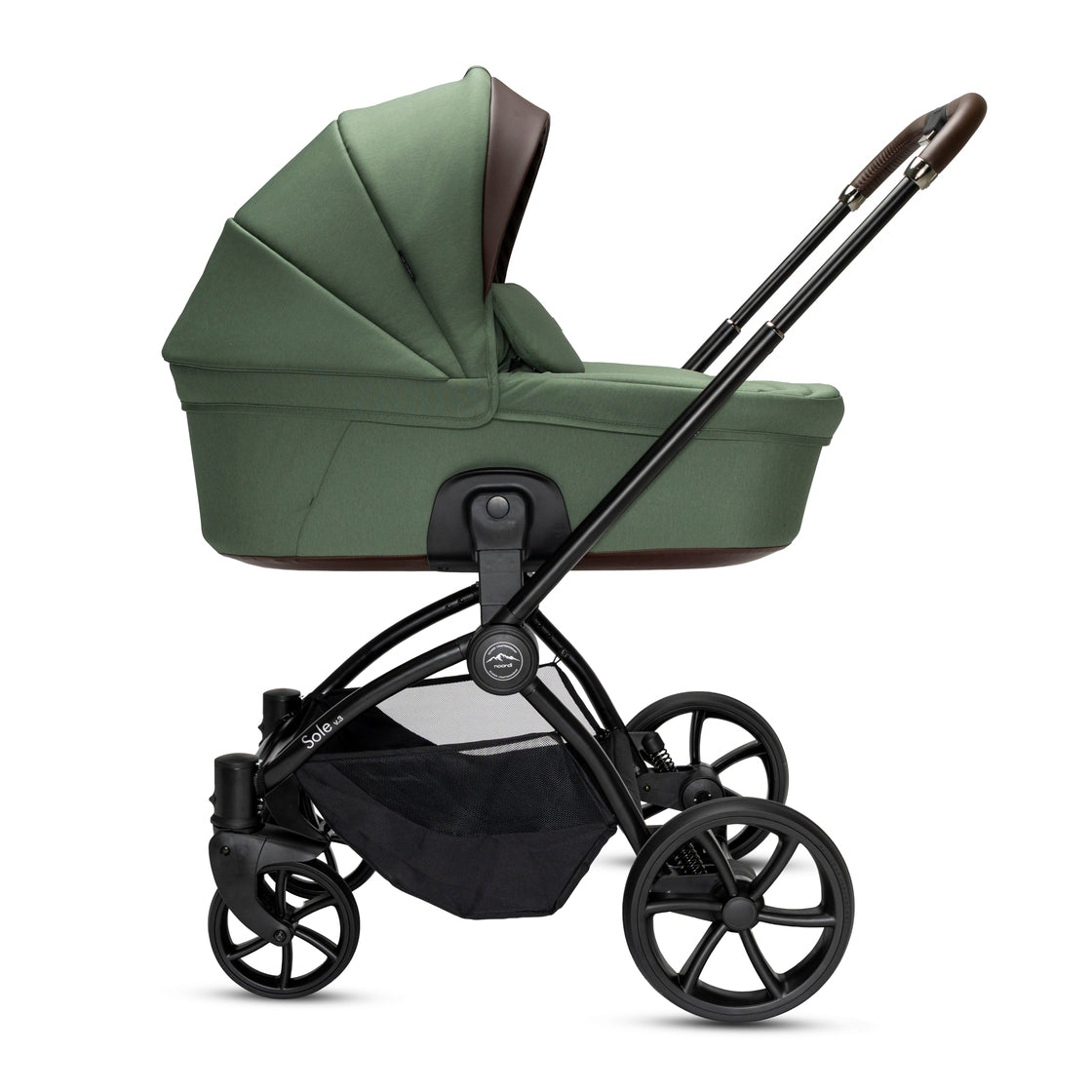 Noordi Sole V3 - 3in1 Travel System with ThermoCot Carrycot + Terra i-Size Car Seat, Woodland Green