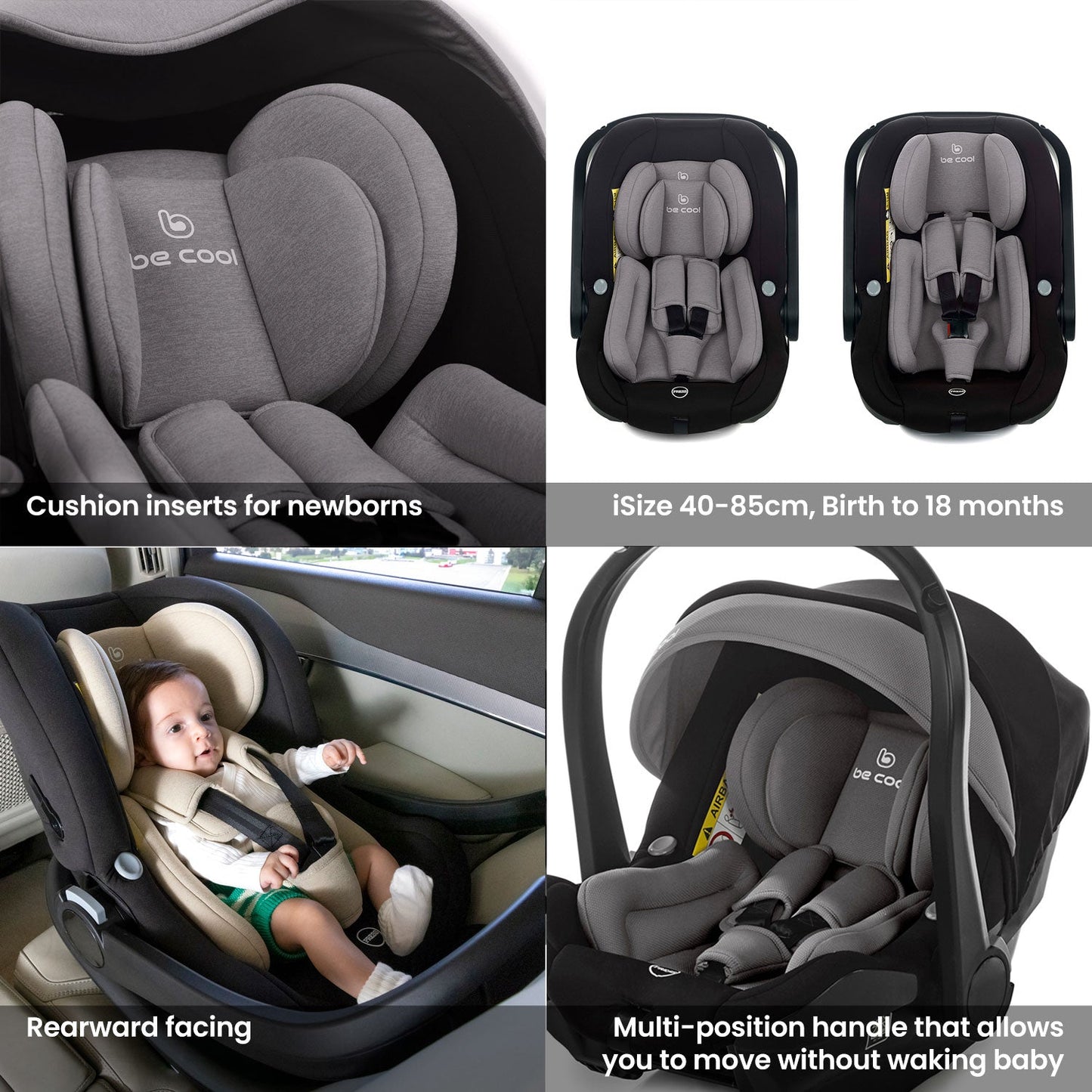 Noordi Sole V3 - 3in1 Travel System with ThermoCot Carrycot + Travel Carrier i-Size Car Seat, Slate Black