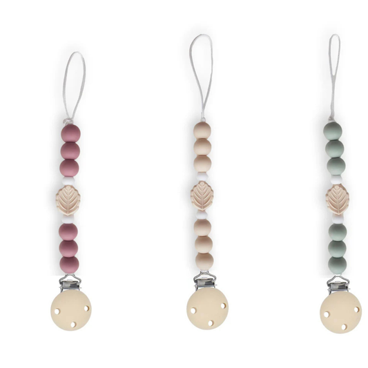 Chewies&more - Silicone Pacifier Teething Clip - Leaf