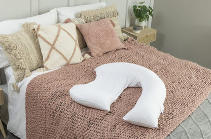 Dream Genii - Cotton Pregnancy Support & Feeding Pillow White