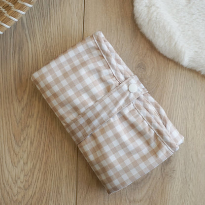 Modern Cloth Nappies - Baby Travel Changing Mats - Gingham Taupe