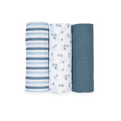 Lulujo - 3 Pack Mini Muslin Cloths - Blueberries