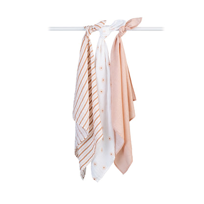 Lulujo - 3 Pack Mini Muslin Cloths - Daisies