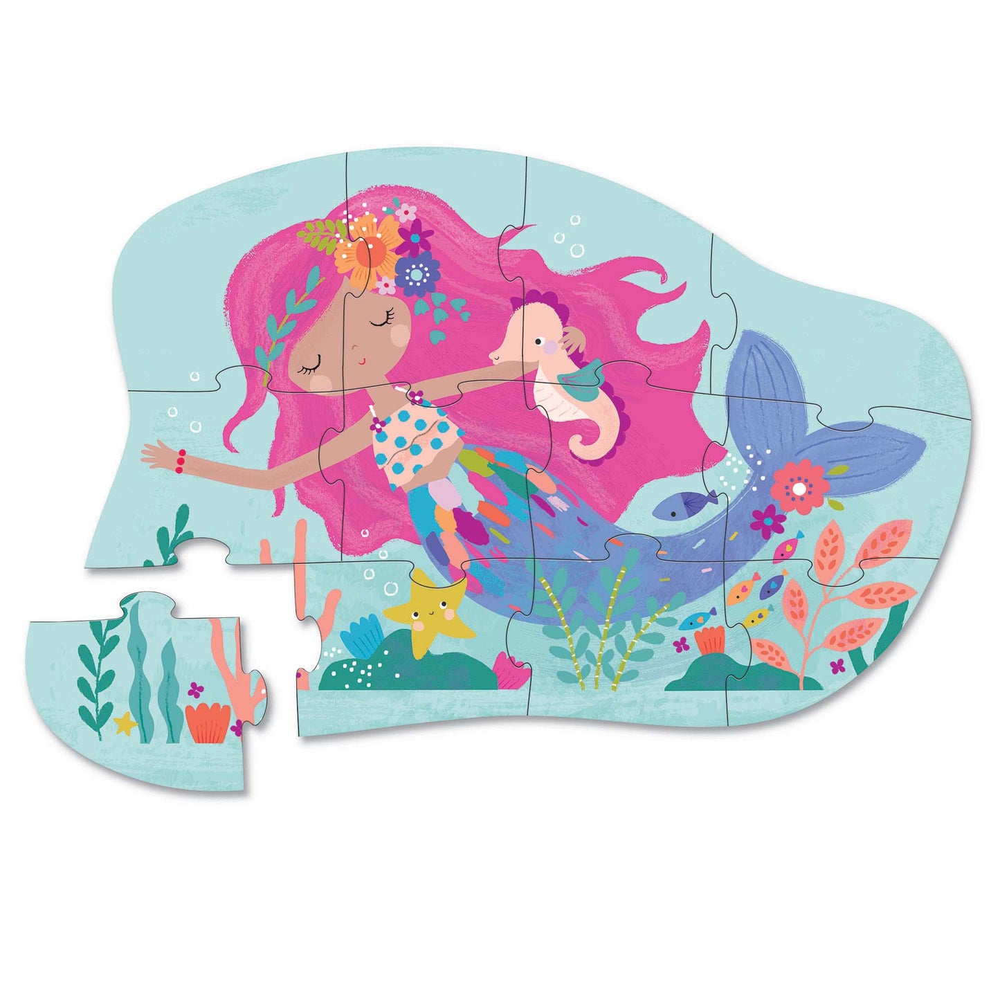 Crocodile Creek - 12 piece Mini FSC Kids Puzzle Mermaid Dreams