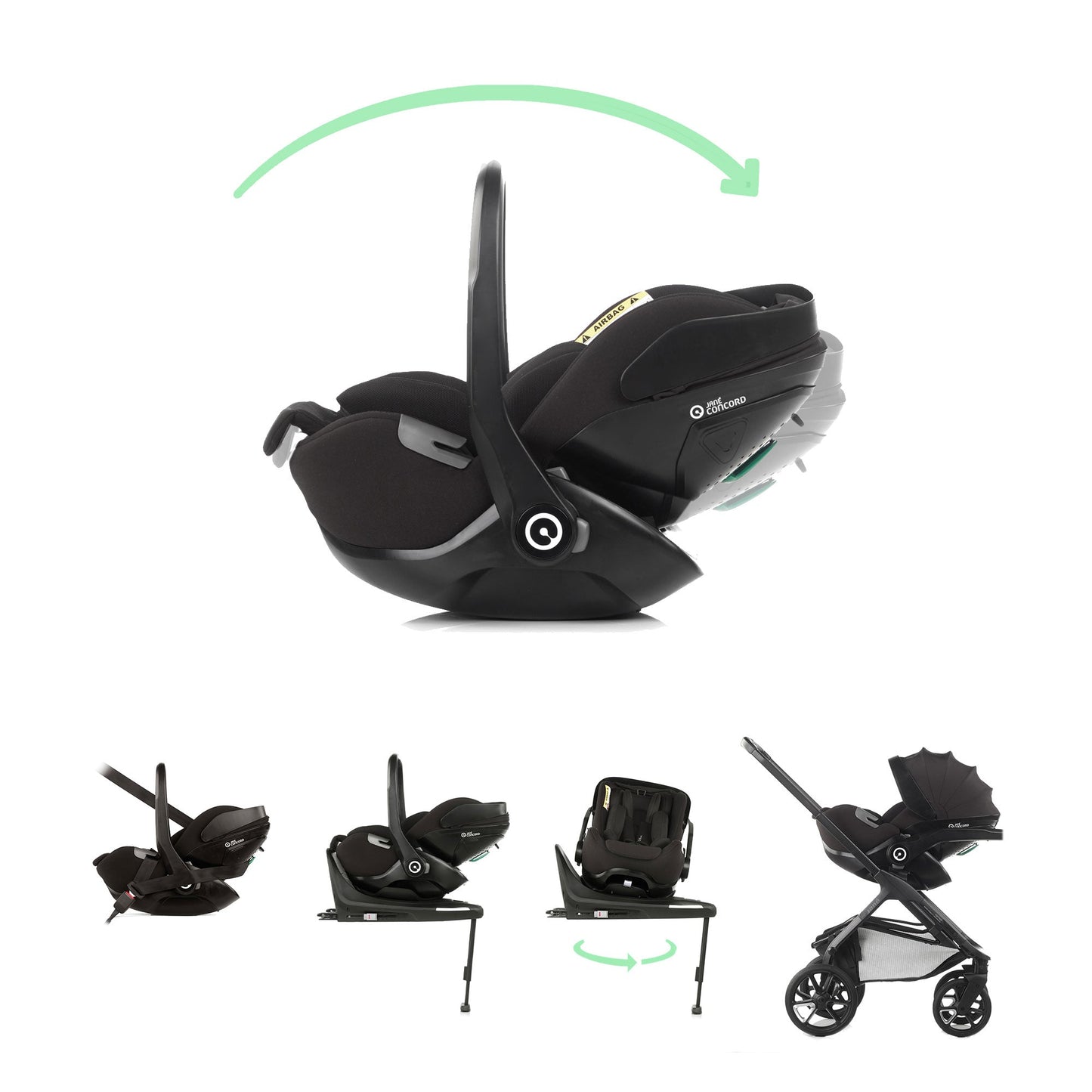 Jane Keep Pushchair + Kombibaby Lie-Flat 360 Baby i-Size Car Seat Bundle