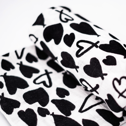 LOVE HEART SINGLE SENSORY MUSLIN - birth to 4 months