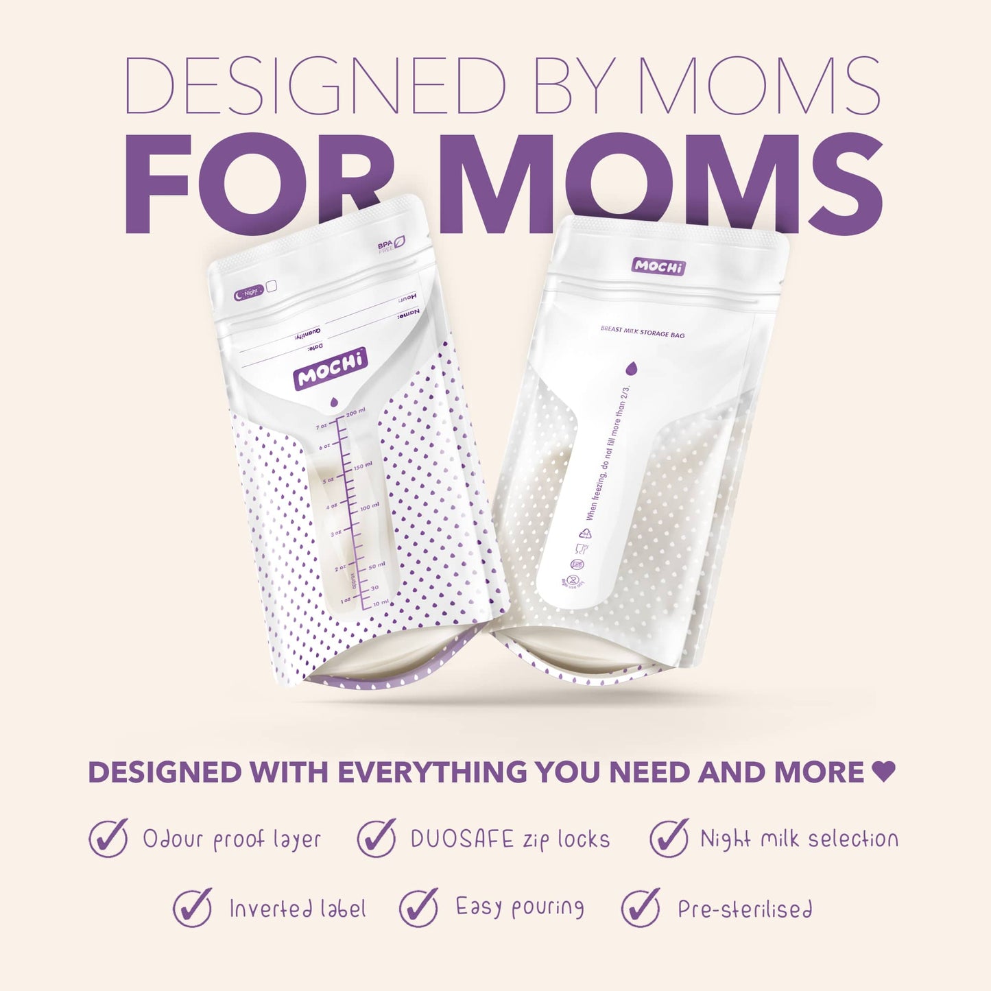 MOCHi - Breast Milk Storage Bags – Double-Layered, BPA-Free