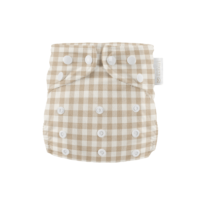 Modern Cloth Nappies - Newborn Reusable Cloth Nappy - Gingham Taupe