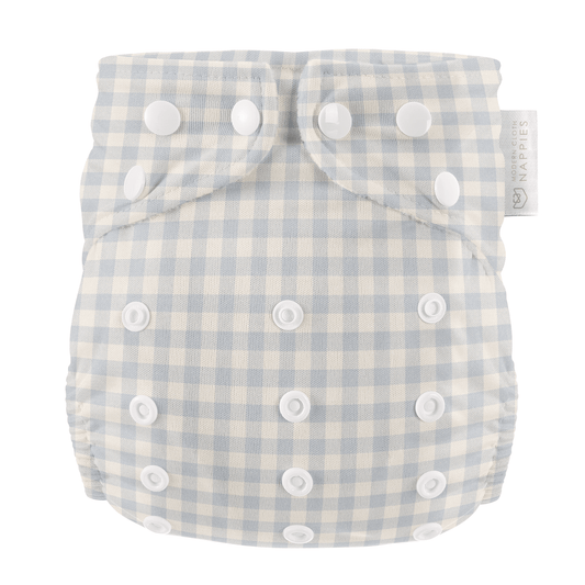 Modern Cloth Nappies - One Size All-In-One Reusable Cloth Nappy - Blue Gingham