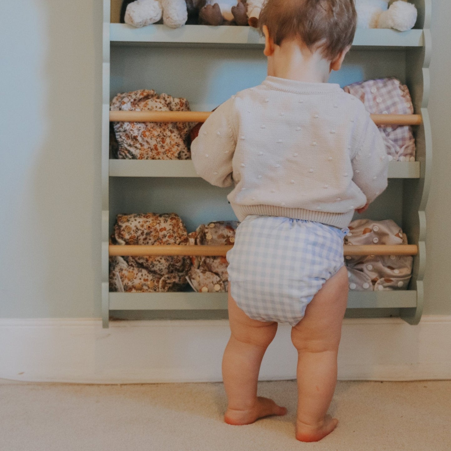 Modern Cloth Nappies - One Size All-In-One Reusable Cloth Nappy - Blue Gingham