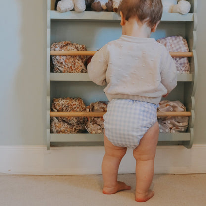 Modern Cloth Nappies - One Size All-In-One Reusable Cloth Nappy - Blue Gingham