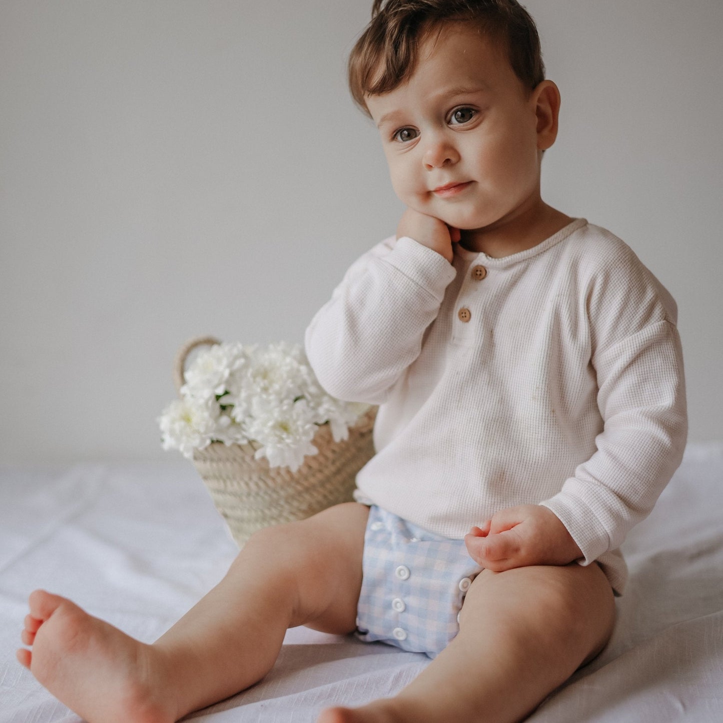 Modern Cloth Nappies - One Size All-In-One Reusable Cloth Nappy - Blue Gingham