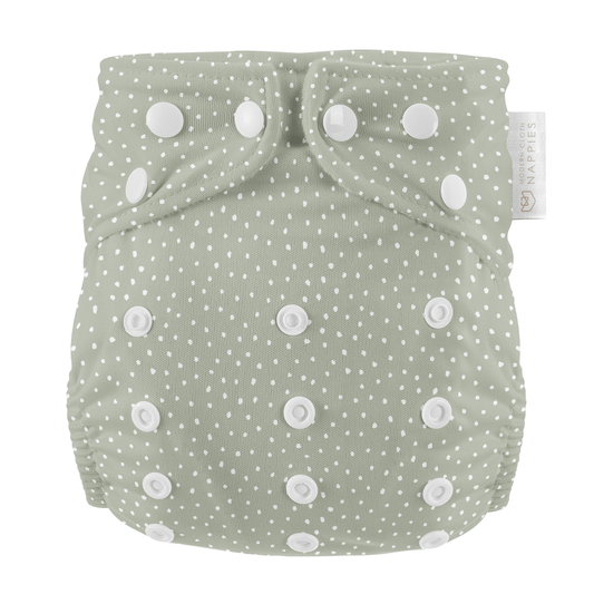 Modern Cloth Nappies - One Size All-In-One Reusable Cloth Nappy - Dottie - Sage