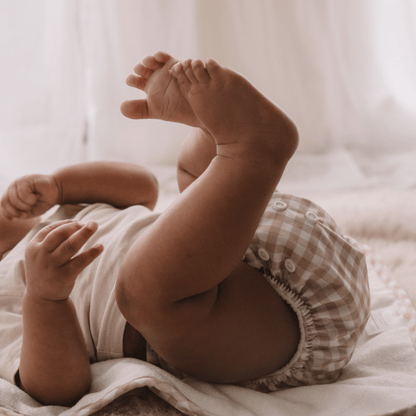 Modern Cloth Nappies - One Size All-In-One Reusable Cloth Nappy - Gingham Taupe