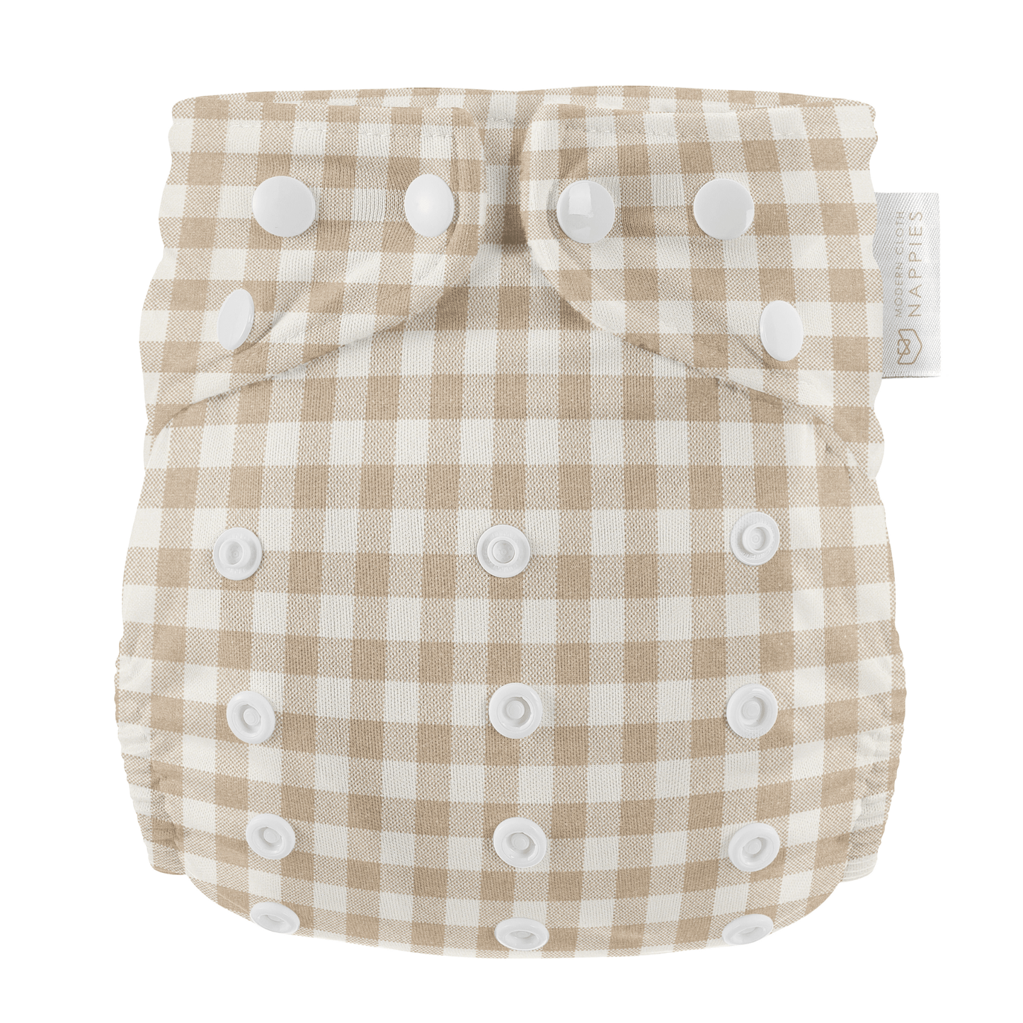 Modern Cloth Nappies - One Size All-In-One Reusable Cloth Nappy - Gingham Taupe