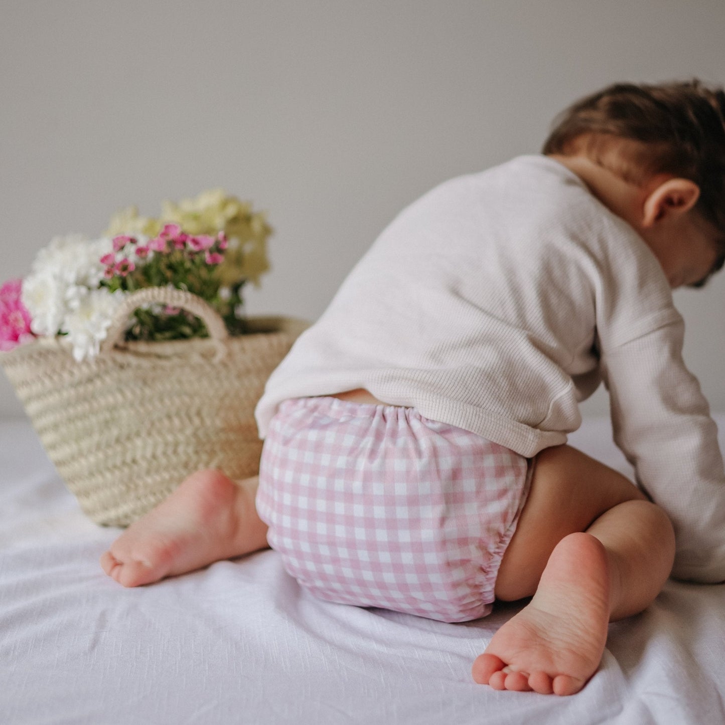 Modern Cloth Nappies - One Size All-In-One Reusable Cloth Nappy - Rose Gingham