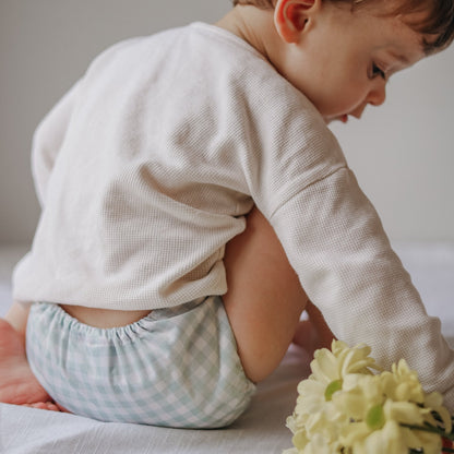 Modern Cloth Nappies - One Size All-In-One Reusable Cloth Nappy - Sage Gingham