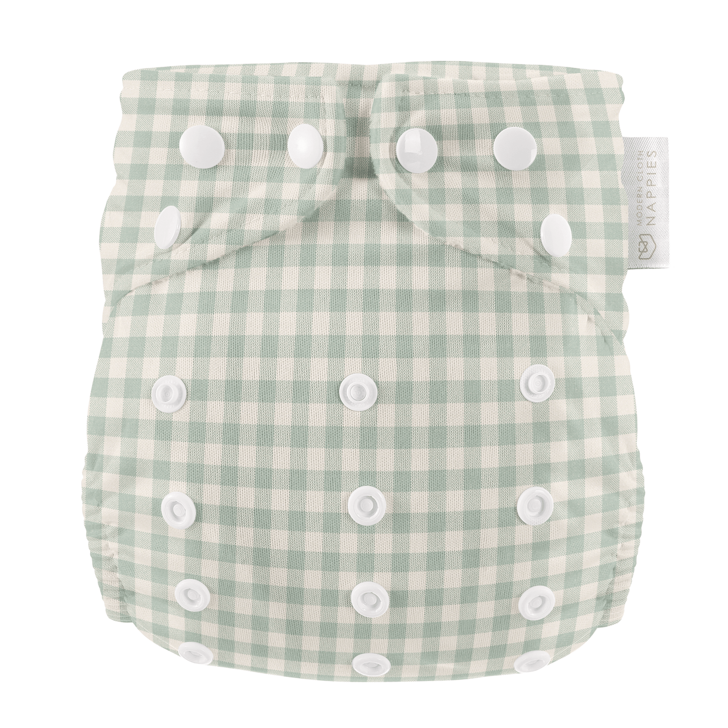Modern Cloth Nappies - One Size All-In-One Reusable Cloth Nappy - Sage Gingham