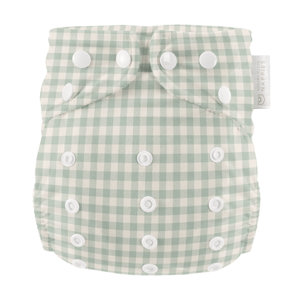 Modern Cloth Nappies - One Size All-In-One Reusable Cloth Nappy - Sage Gingham