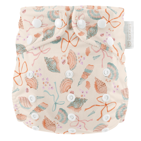 Modern Cloth Nappies - One Size Baby to Toddler Reusable Swim Nappies - Seashell Belle