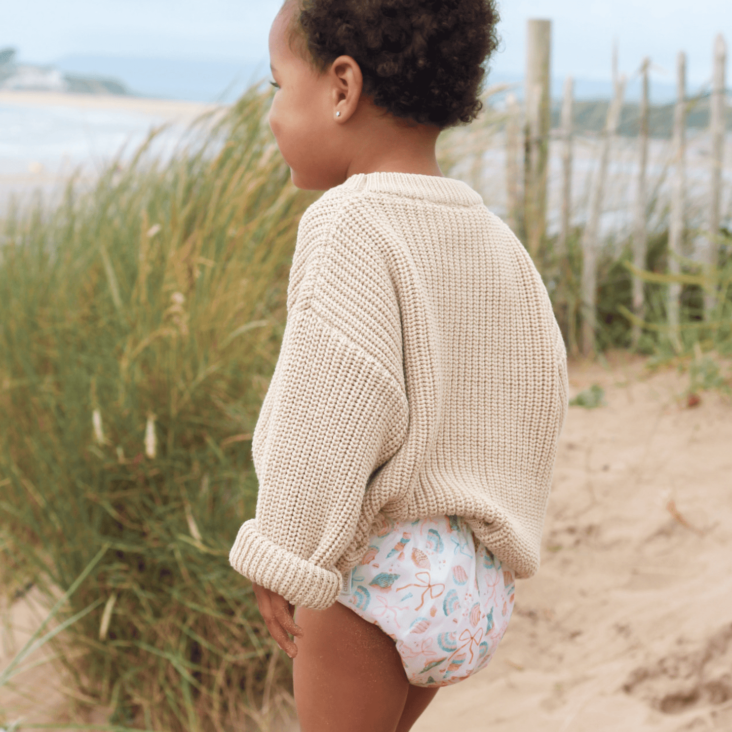 Modern Cloth Nappies - One Size Baby to Toddler Reusable Swim Nappies - Seashell Belle