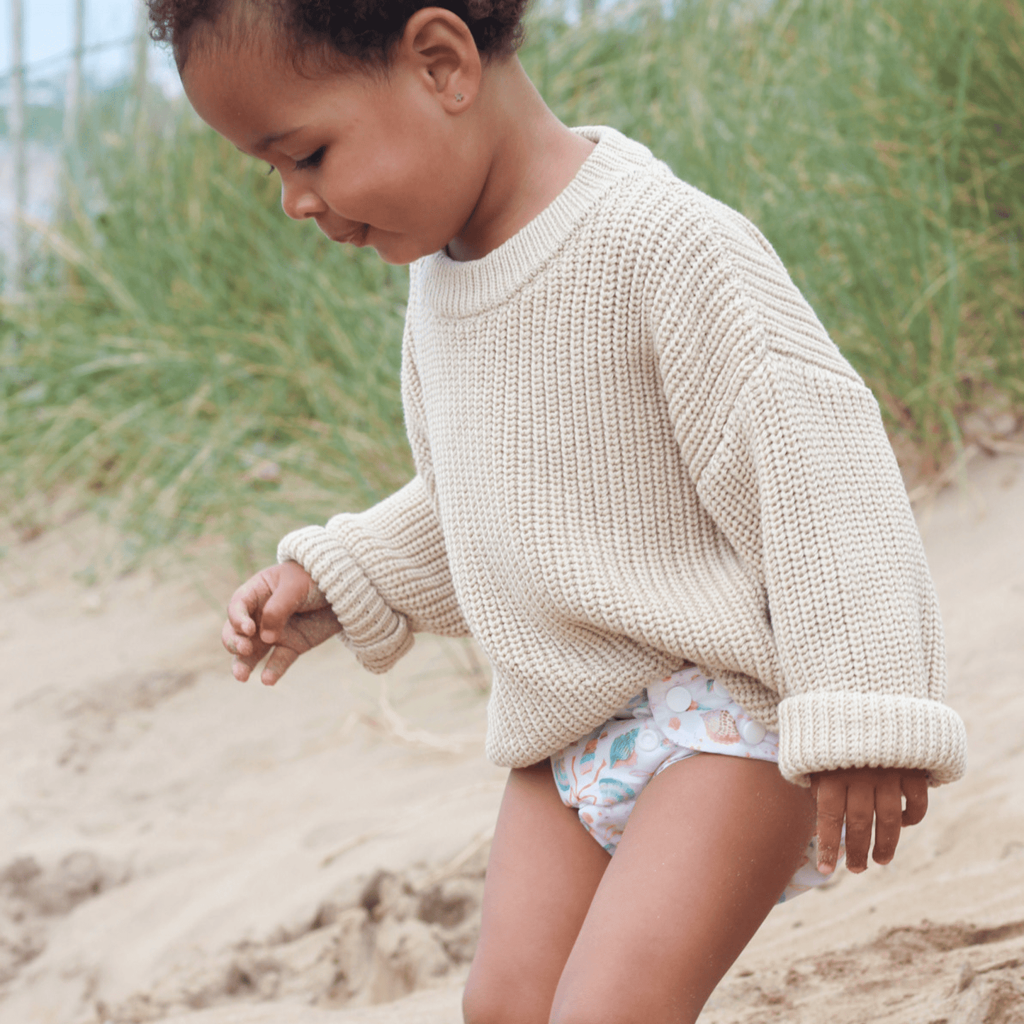 Modern Cloth Nappies - One Size Baby to Toddler Reusable Swim Nappies - Seashell Belle
