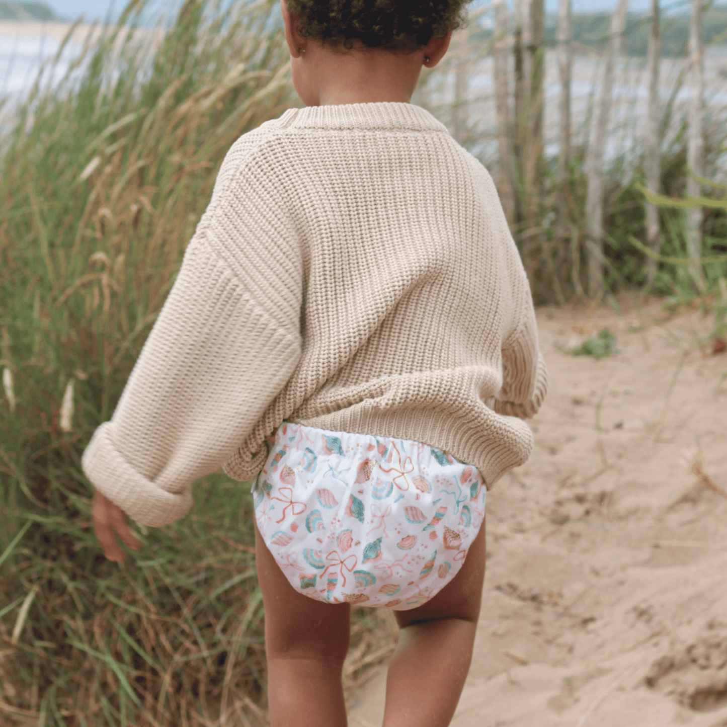 Modern Cloth Nappies - One Size Baby to Toddler Reusable Swim Nappies - Seashell Belle