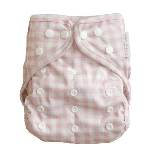Modern Cloth Nappies - One Size Reusable Cloth Nappy Wrap - Rose Gingham