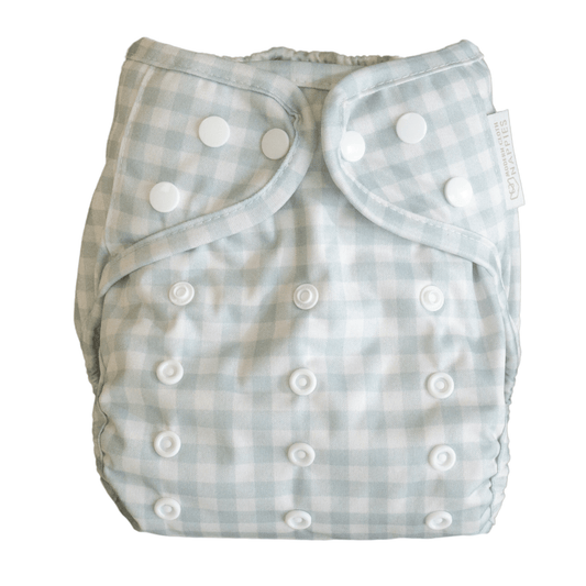 Modern Cloth Nappies - One Size Reusable Cloth Nappy Wrap - Sage Gingham