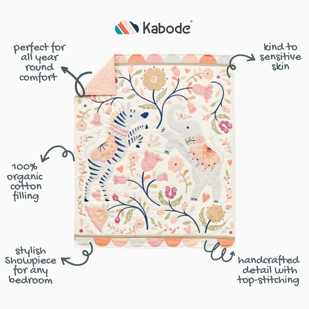 Kabode - Organic Cot Bed Quilt - Pink Boho