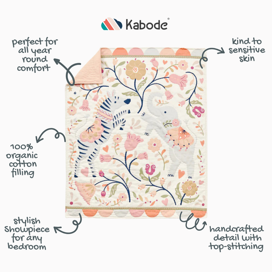 Kabode - Organic Single Bed Quilt - Pink Boho