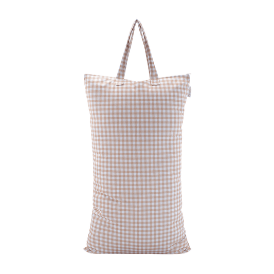 Modern Cloth Nappies - XL Wet Bag - Reusable Cloth Nappy Pail - Gingham Taupe